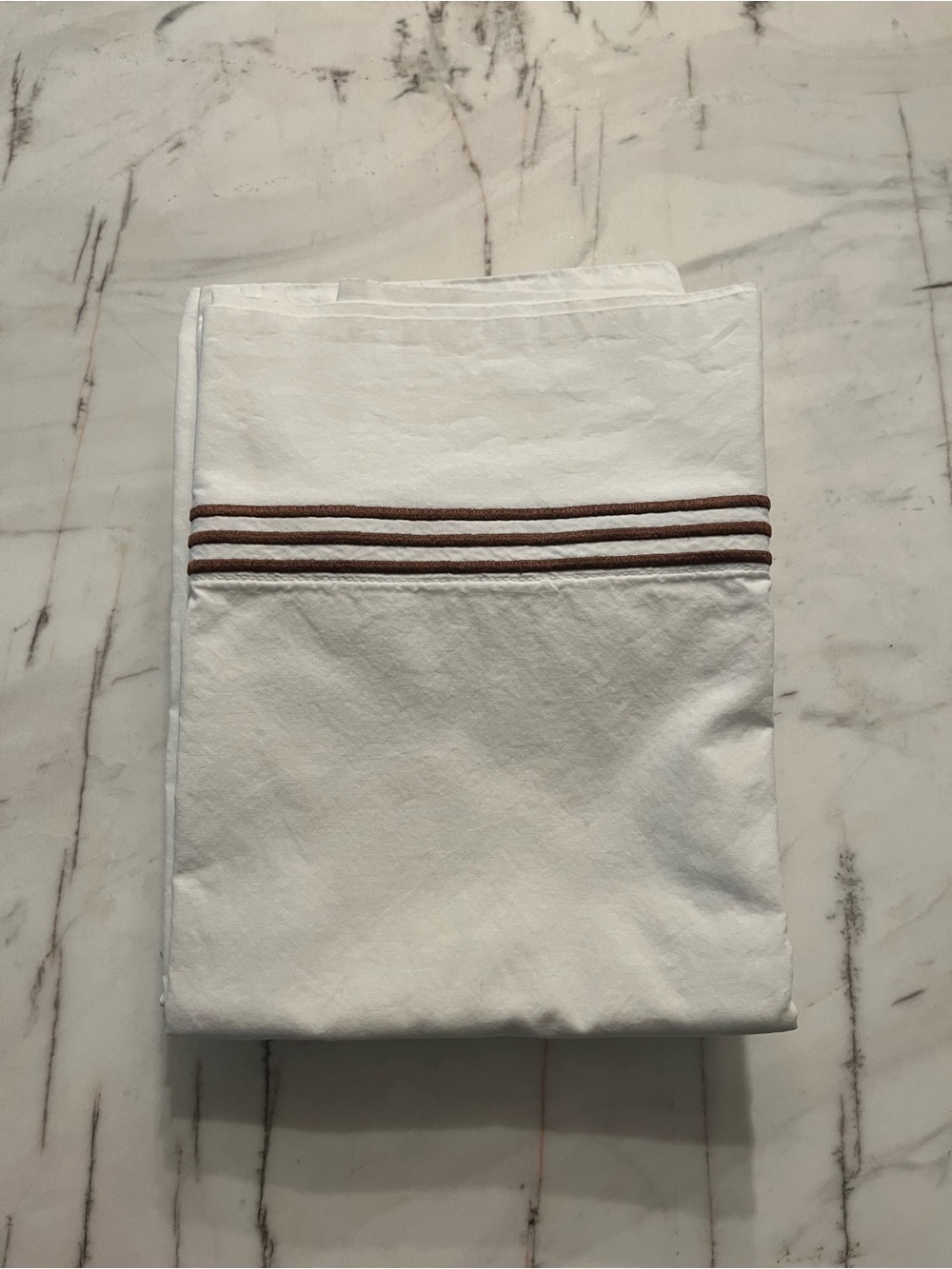 Pottery Barn Grand King size pillowcase with brown stripes (4)